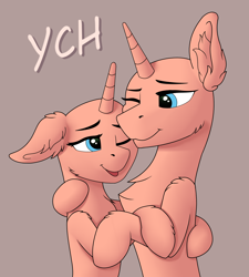 Size: 1952x2169 | Tagged: safe, artist:fess, derpibooru import, pony, chest fluff, commission, ears, female, floppy ears, hug, male, mare, ych example, ych sketch, your character here