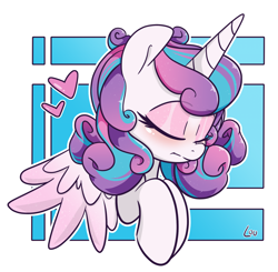 Size: 1500x1469 | Tagged: safe, artist:lou, derpibooru import, princess flurry heart, alicorn, pony, adult flurry heart, bust, eyes closed, female, heart, mare, older, older flurry heart, solo