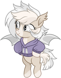 Size: 1920x2427 | Tagged: safe, artist:cirillaq, derpibooru import, oc, oc:cuddy, bat pony, pony, clothes, female, filly, foal, hoodie, simple background, solo, transparent background