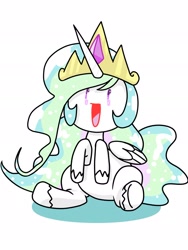 Size: 1440x1920 | Tagged: safe, artist:batipin, derpibooru import, princess celestia, alicorn, pony, chibi, crown, jewelry, open mouth, regalia, solo