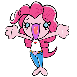 Size: 900x900 | Tagged: safe, artist:batipin, derpibooru import, pinkie pie, equestria girls, heart tongue, hug request, looking at you, open mouth, simple background, solo, transparent background