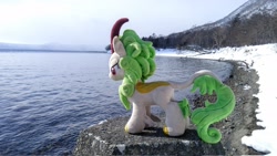 Size: 2048x1152 | Tagged: safe, derpibooru import, photographer:pakapaka1993, spring glow, kirin, pony, irl, japan, photo, plushie, snow, solo, winter