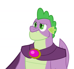 Size: 1280x1187 | Tagged: safe, artist:cloudyglow, artist:disneymarvel96, derpibooru import, edit, spike, dragon, the last problem, brooch, cape, clothes, gigachad spike, jewelry, male, older, older spike, simple background, solo, vector, vector edit, white background