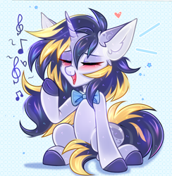 Size: 2932x3000 | Tagged: safe, artist:pesty_skillengton, derpibooru import, earth pony, pony, chibi, cute, female, singing