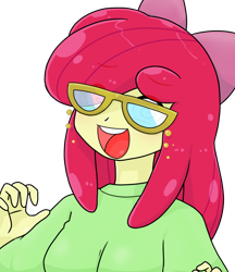 Size: 640x740 | Tagged: safe, alternate version, artist:batipin, derpibooru import, apple bloom, equestria girls, glasses, multiple variants, open mouth, simple background, solo, transparent background