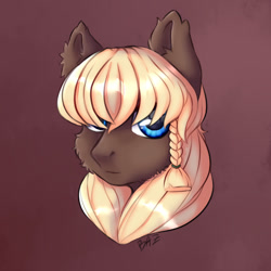 Size: 1024x1024 | Tagged: safe, artist:hotcurrykatsu, derpibooru import, oc, oc only, earth pony, pony, bust, cheek fluff, ear fluff, ears, earth pony oc, female, fur, portrait, signature, simple background, snowpony (species), solo, taiga pony, yakutian horse