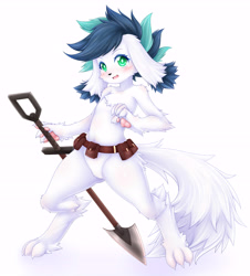 Size: 5128x5672 | Tagged: safe, artist:syrup_sunnyday, artist:vavacung, derpibooru import, oc, oc:young queen, diamond dog, comic:the adventure logs of young queen, belt, female, shovel, sword, weapon