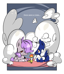 Size: 1030x1200 | Tagged: safe, artist:nabebuta, derpibooru import, oc, oc only, oc:ghost terri, oc:vapor trail, pegasus, pony, candle, once upon a time