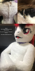 Size: 960x1923 | Tagged: safe, artist:atalonthedeer, derpibooru import, oc, oc:blackjack, human, fallout equestria, fallout equestria: project horizons, collar, fursuit, irl, irl human, lock, padlock, padlocked collar, photo, ponysuit, text