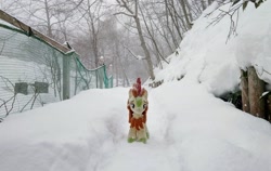 Size: 2048x1298 | Tagged: safe, derpibooru import, photographer:pakapaka1993, autumn blaze, kirin, pony, irl, japan, photo, plushie, snow, solo, winter