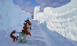 Size: 2048x1220 | Tagged: safe, derpibooru import, photographer:pakapaka1993, autumn blaze, kirin, pony, ice, irl, japan, photo, plushie, snow, solo, winter