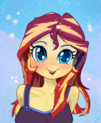 Size: 1418x1720 | Tagged: safe, anonymous artist, derpibooru import, sunset shimmer, equestria girls, bust, portrait, solo