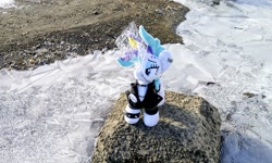 Size: 2048x1229 | Tagged: safe, derpibooru import, photographer:pakapaka1993, rarity, pony, unicorn, alternate hairstyle, ice, irl, japan, photo, plushie, punk, raripunk, rock, solo