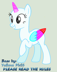 Size: 1180x1472 | Tagged: safe, artist:yulianapie26, derpibooru import, oc, oc only, alicorn, pony, alicorn oc, bald, base, eyelashes, female, grin, horn, mare, raised hoof, raised leg, simple background, smiling, solo, wings