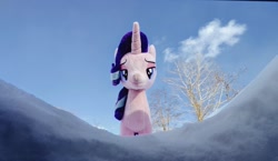 Size: 1024x594 | Tagged: safe, derpibooru import, photographer:pakapaka1993, starlight glimmer, pony, unicorn, cloud, irl, japan, photo, plushie, snow, solo, tree, winter