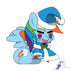 Size: 9934x9934 | Tagged: safe, artist:dimanizma, derpibooru import, rainbow dash, pegasus, pony, anime, bag, blue, chibi, christmas, clothes, costume, cute, fate/stay night, female, filly, foal, happy new year, hat, hearth's warming eve, holiday, padoru, santa costume, santa hat, simple background, solo, spread wings, transparent background, watermark, wings