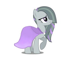 Size: 1280x1058 | Tagged: safe, artist:cartoonlover826, derpibooru import, marble pie, earth pony, pony, bridesmaid dress, clothes, dress, female, full body, hair over one eye, hooves, mare, raised hoof, raised leg, shadow, simple background, smiling, solo, standing, transparent background, vector