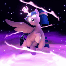 Size: 600x600 | Tagged: safe, artist:gelei, derpibooru import, twilight sparkle, twilight sparkle (alicorn), alicorn, pony, 3d, 3d model, animated, blender, butt, flying, gif, glowing, glowing eyes, magic, model, open mouth, plot, solo, sparkles, spread wings, turnaround, turntable, wings