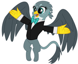 Size: 1280x1054 | Tagged: safe, artist:disneymarvel96, artist:sketchmcreations, derpibooru import, edit, gabby, griffon, bowtie, clothes, female, formal, formal wear, simple background, solo, suit, tuxedo, vector, vector edit, white background