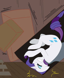 Size: 570x692 | Tagged: safe, artist:ask--luna-and-rarity, derpibooru import, rarity, pony, unicorn, series:arc 1, box, boxes, cloak, clothes, ship, solo