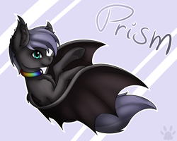 Size: 2738x2190 | Tagged: safe, artist:maneblue, derpibooru import, oc, oc only, bat pony, pony, abstract background, bat pony oc, bat wings, choker, solo, wings