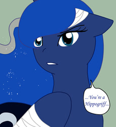 Size: 600x654 | Tagged: safe, artist:ask--luna-and-rarity, derpibooru import, princess luna, alicorn, pony, series:arc 1, bandage, solo