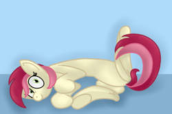 Size: 1040x690 | Tagged: safe, artist:kanw, derpibooru exclusive, derpibooru import, roseluck, earth pony, pony, behaving like a cat, cute, cuteluck, female, mare, rosepet, silly, simple background, solo