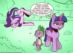 Size: 1629x1200 | Tagged: safe, alternate version, artist:saturdaymorningproj, derpibooru import, spike, starlight glimmer, twilight sparkle, twilight sparkle (alicorn), alicorn, dragon, unicorn, no second prances, abuse, beaten up, black eye, face down ass up, glimmerbuse, starlight gets what's coming to her