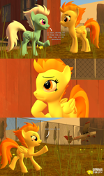 Size: 1920x3227 | Tagged: safe, artist:gradiusfanatic, derpibooru import, fleetfoot, spitfire, pegasus, pony, 3d, comic, female, high res, mare, source filmmaker, spanish text