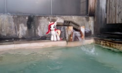 Size: 2048x1238 | Tagged: safe, derpibooru import, photographer:pakapaka1993, oc, oc only, oc:poniko, pony, hot springs, irl, japan, photo, plushie, solo, water, winter