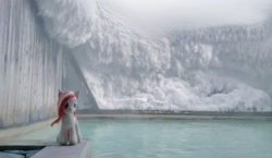 Size: 1024x592 | Tagged: safe, derpibooru import, photographer:pakapaka1993, oc, oc only, oc:poniko, pony, hot springs, ice, icicle, irl, japan, photo, plushie, snow, solo, water, winter