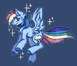 Size: 598x511 | Tagged: safe, artist:itzkaii, derpibooru import, rainbow dash, pegasus, pony, backwards cutie mark, colored hooves, female, flying, mare, simple background, smiling, smirk, solo, sparkles, watermark