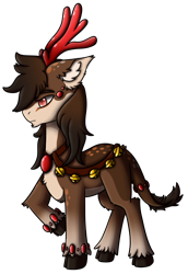 Size: 712x1034 | Tagged: safe, artist:duskinator, derpibooru import, oc, original species, adoptable, antlers, brown mane, closed species, crysvalonia, gemstone pony, gemstones, male, red eyes, simple background, transparent background