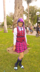 Size: 1837x3265 | Tagged: safe, artist:sabrina200415, derpibooru import, sci-twi, twilight sparkle, human, equestria girls, friendship games, clothes, cosplay, costume, crystal prep academy uniform, irl, irl human, photo, school uniform, shoes, socks