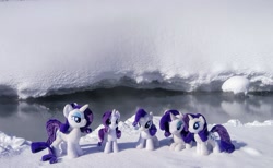 Size: 2048x1263 | Tagged: safe, derpibooru import, photographer:pakapaka1993, rarity, pony, unicorn, hot springs, irl, japan, photo, plushie, river, self paradox, self ponidox, snow, water, winter