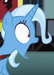 Size: 515x720 | Tagged: safe, derpibooru import, screencap, trixie, pony, unicorn, magic duel, season 3, alicorn amulet, cropped, evil trixie, female, mare, shocked