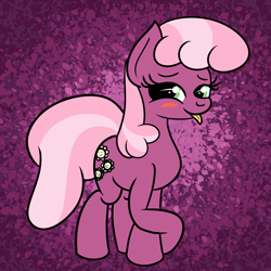 Size: 2000x2000 | Tagged: safe, artist:dafiltafish, derpibooru import, cheerilee, earth pony, pony, abstract background, blushing, colored, crossed hooves, female, flat colors, looking to side, looking to the left, mare, solo, tongue, tongue out