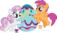 Size: 188x111 | Tagged: safe, derpibooru import, scootaloo, sweetie belle, easter, holiday, official
