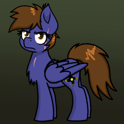 Size: 2000x2000 | Tagged: safe, artist:memeancholy, derpibooru import, oc, oc only, oc:dauntless, pegasus, pony, fallout equestria, annoyed, chest fluff, female, head turn, mare, scar, simple background