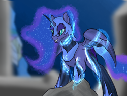 Size: 2400x1800 | Tagged: safe, artist:ahorseofcourse, derpibooru import, nightmare moon, princess luna, alicorn, pony, armor, armored pony, female, mare, nightmare moon armor, solo