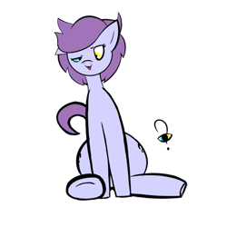 Size: 800x800 | Tagged: safe, artist:redurora, derpibooru import, oc, oc only, oc:mind's eye (reduora), earth pony, pony, blue eyes, female, golden eyes, heterochromia, looking down, mare, purple hair, purple mane, purple tail, short hair, short tail, simple background, solo, tail, transparent background