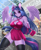 Size: 1000x1211 | Tagged: safe, artist:sorafoxyteils, artist:sorarufox, derpibooru import, twilight sparkle, twilight sparkle (alicorn), alicorn, anthro, big breasts, breasts, cellphone, choker, clothes, detailed background, dress, female, headlight sparkle, long mane, looking at you, mare, minidress, panties, phone, purse, sexy, side slit, smartphone, socks, solo, stockings, thigh highs, total sideslit, underwear