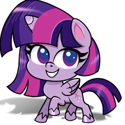 Size: 720x720 | Tagged: safe, artist:sallyso, derpibooru import, twilight sparkle, twilight sparkle (alicorn), alicorn, pony, my little pony: pony life, eyelashes, female, grin, mare, raised hoof, raised leg, simple background, smiling, unshorn fetlocks, white background