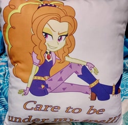 Size: 940x918 | Tagged: safe, derpibooru import, adagio dazzle, equestria girls, disguise, disguised siren, photography, pillow