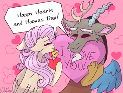 Size: 1024x768 | Tagged: safe, artist:delfinaluther, derpibooru import, discord, fluttershy, draconequus, pegasus, pony, discoshy, female, heart, hearts and hooves day, holiday, i love you, love, male, shipping, solo, straight, valentine's day, wings