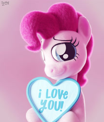 Size: 3000x3500 | Tagged: safe, artist:dashyoshi, derpibooru import, pinkie pie, earth pony, pony, 3d, blender, blender cycles, cute, diapinkes, heart, holiday, i love you, looking at you, smiling, smiling at you, solo, valentine's day