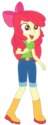 Size: 1800x4679 | Tagged: safe, artist:gmaplay, derpibooru import, apple bloom, better together, equestria girls, happily ever after party, apple bloom's bow, belt, boots, bow, clothes, hair bow, jeans, pants, shoes, simple background, solo, transparent background