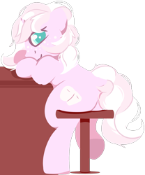 Size: 1599x1922 | Tagged: safe, artist:rhythmpixel, derpibooru import, oc, oc only, oc:marshmallow fluff, unicorn, butt, dock, female, looking at you, looking back, looking back at you, mare, plot, simple background, sitting, solo, stool, tail, transparent background