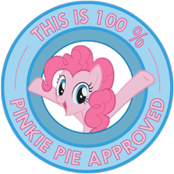 Size: 269x269 | Tagged: safe, artist:ambris, derpibooru import, pinkie pie, earth pony, pony, female, mare, open mouth, open smile, seal of approval, simple background, smiling, solo, transparent background