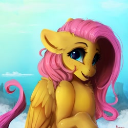 Size: 4000x4000 | Tagged: safe, artist:miokomata, derpibooru import, fluttershy, pegasus, pony, absurd resolution, cute, ear fluff, ears, female, freckles, freckleshy, mare, open mouth, open smile, shyabetes, smiling, solo